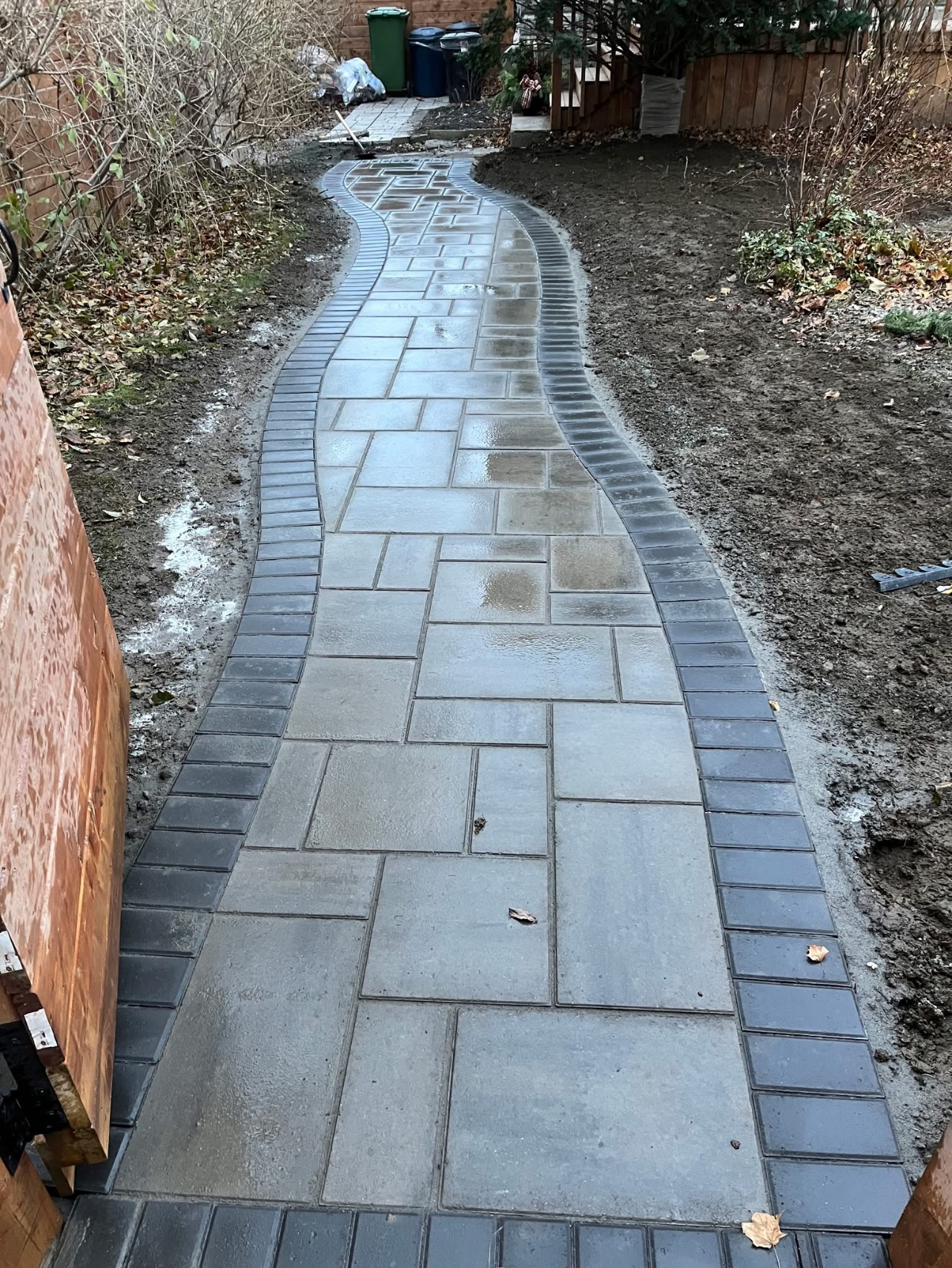 Stone walkway with border